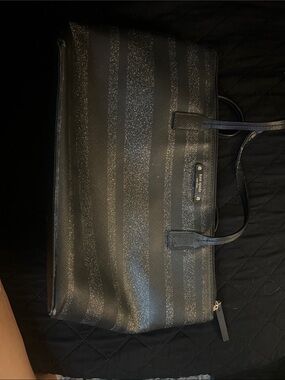 kate spade Black Glitter Stripe Tote